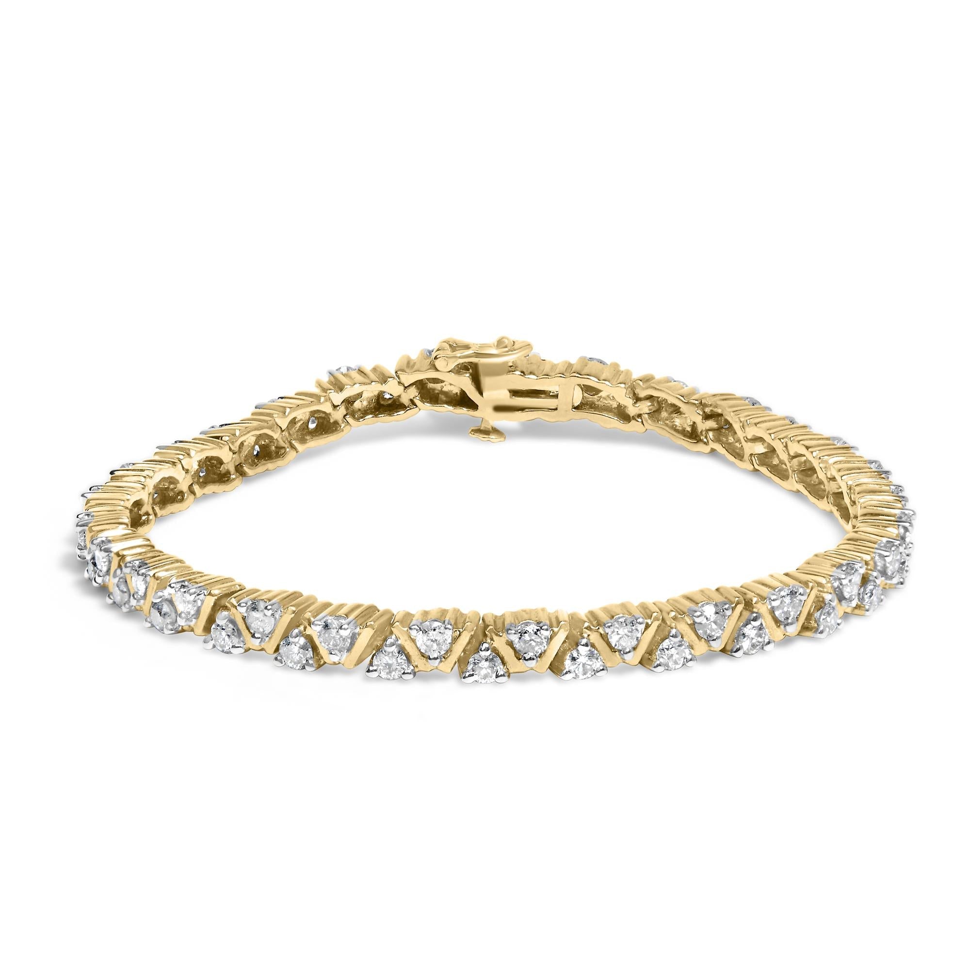 Pulsera con diamantes redondos de 4 ct. p.t. en oro amarillo de 14K, foto 1