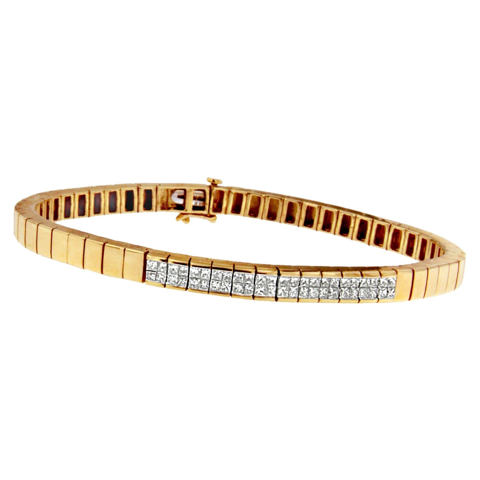 1 Ct. T.W. Princess-Cut Diamond Banded Bracelet in 14K Yellow Gold, photo 1