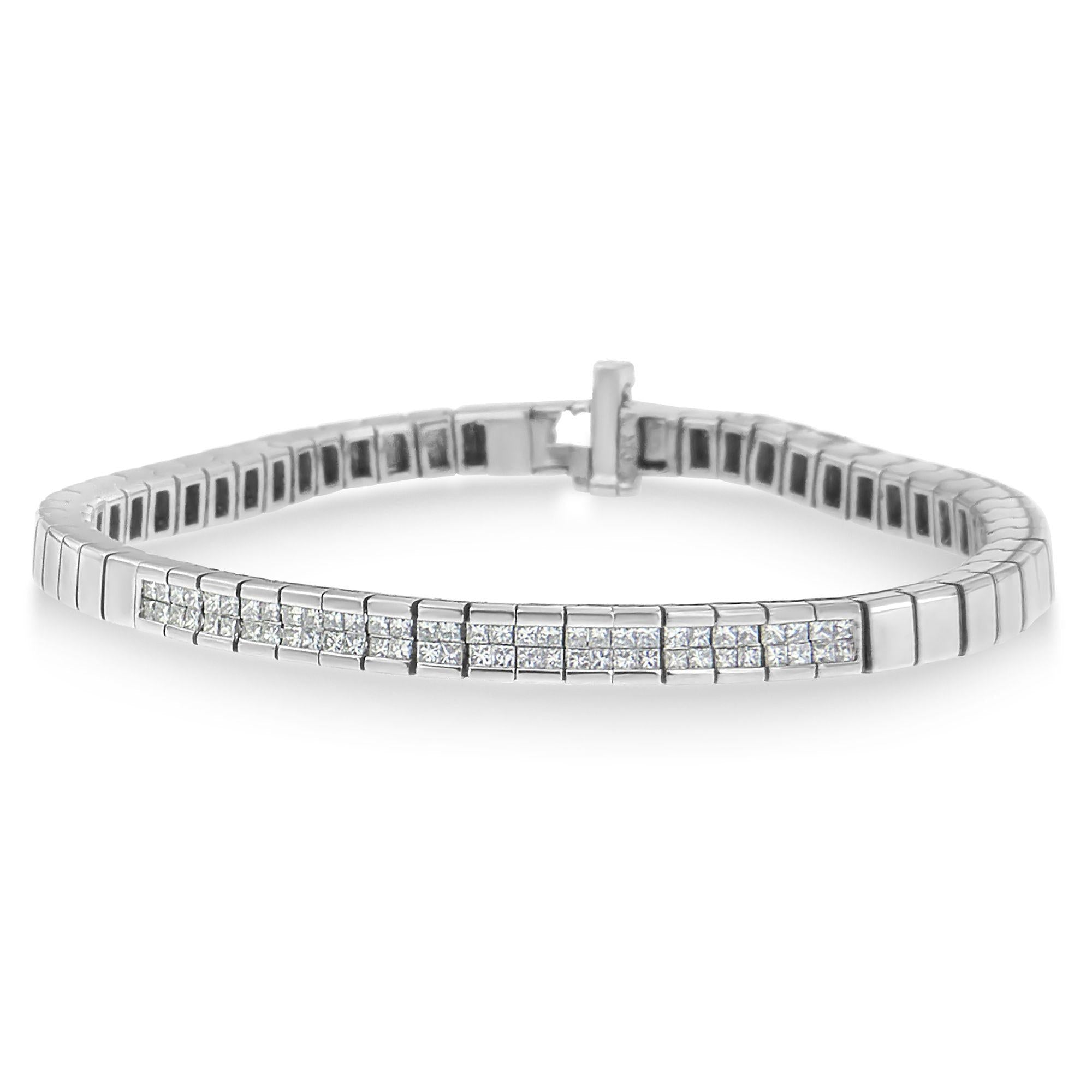Pulsera con diamantes talla princesa de 1 ct. p.t. en oro blanco de 14K, foto 1