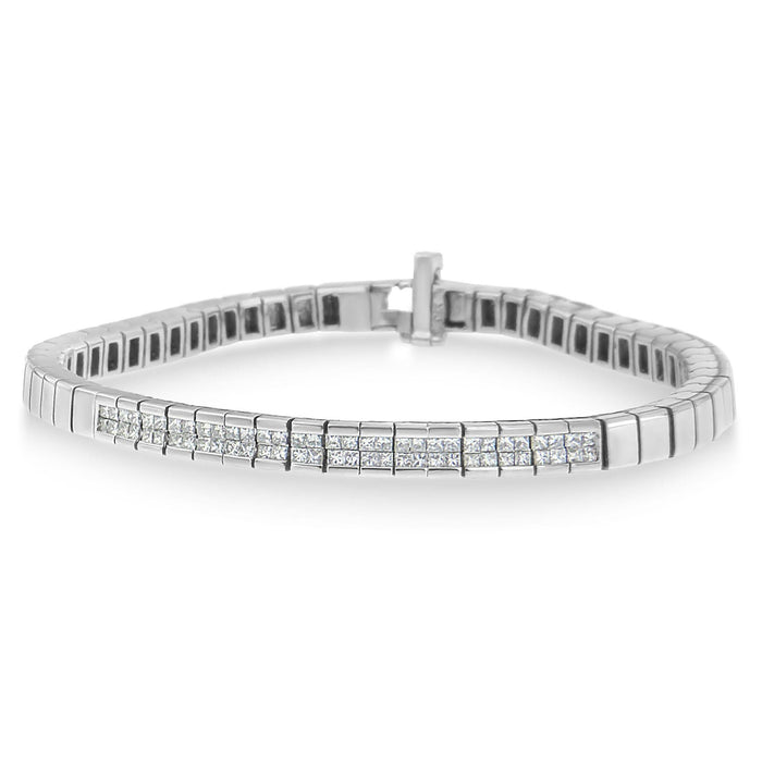 Pulsera con diamantes talla princesa de 1 ct. p.t. en oro blanco de 14K, foto 1