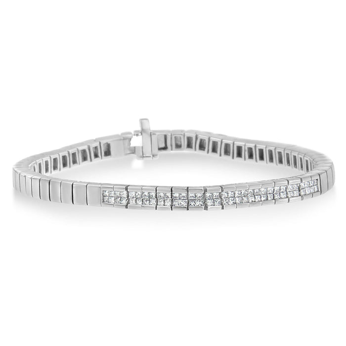 Pulsera con diamantes talla princesa de 1 ct. p.t. en oro blanco de 14K, foto 4