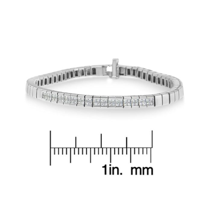 Pulsera con diamantes talla princesa de 1 ct. p.t. en oro blanco de 14K, foto 5