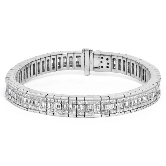 Pulsera tenis de eternidad en línea con diamantes princesa y baguette de 7 7/8 ct. p.t. en oro blanco de 14K, color G-H, claridad SI1-SI2, 7 pulg., foto 1