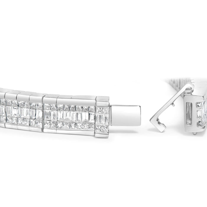 Pulsera tenis de eternidad en línea con diamantes princesa y baguette de 7 7/8 ct. p.t. en oro blanco de 14K, color G-H, claridad SI1-SI2, 7 pulg., foto 2