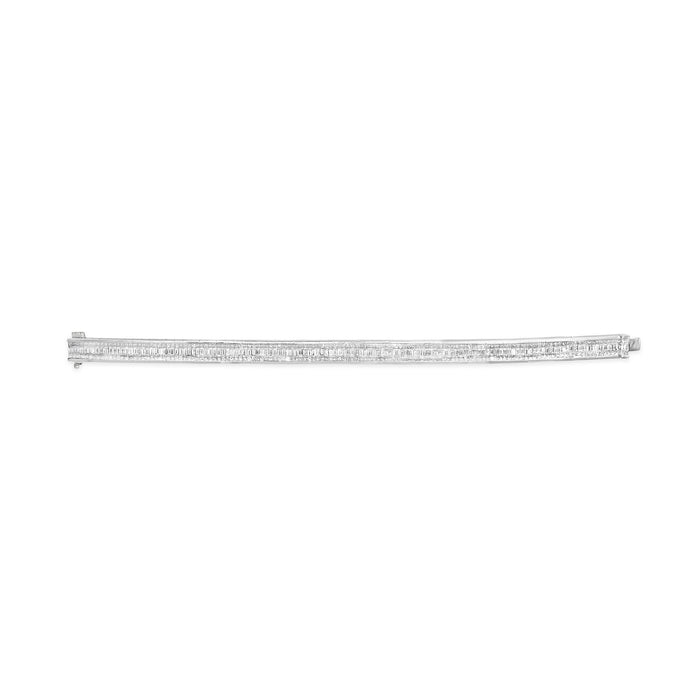 Pulsera tenis de eternidad en línea con diamantes princesa y baguette de 7 7/8 ct. p.t. en oro blanco de 14K, color G-H, claridad SI1-SI2, 7 pulg., foto 4