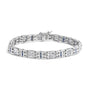 Pulsera con diamantes blancos y azules talla princesa de 3 ct. p.t. en oro blanco de 14K, foto 1
