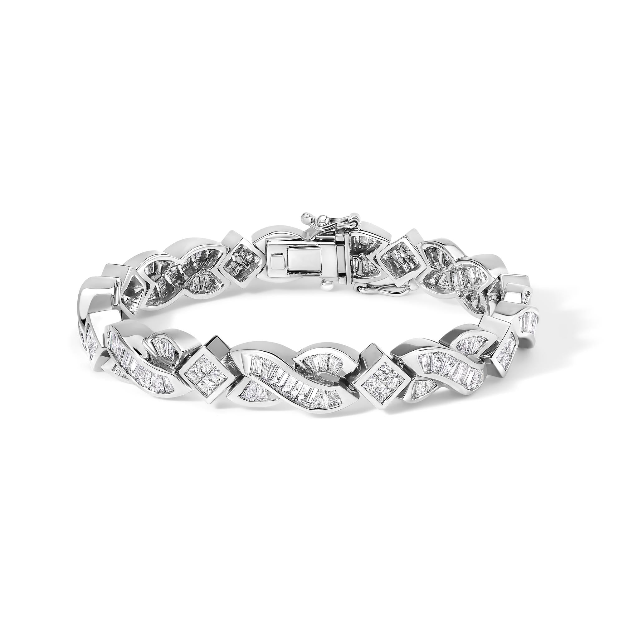 8 1/5 Ct. T.W. Diamond Geometric Twisted Link Bracelet in 14K White Gold, photo 1