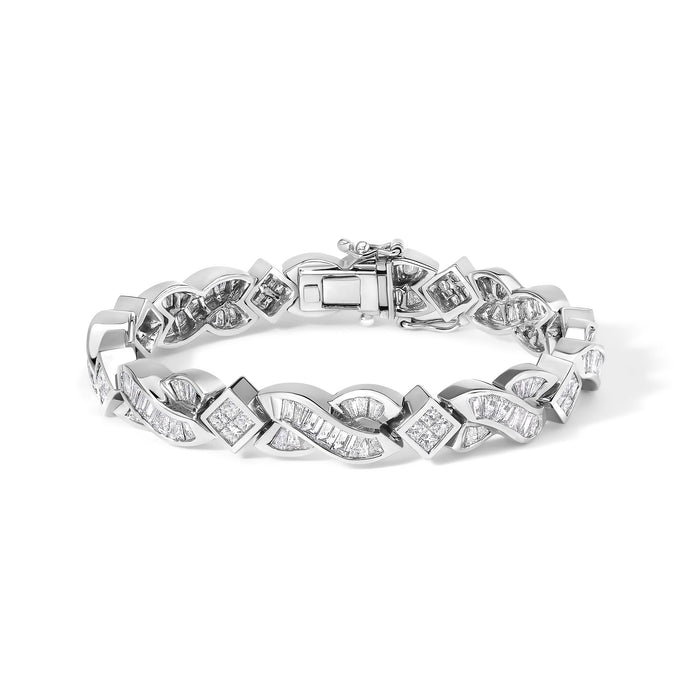 8 1/5 Ct. T.W. Diamond Geometric Twisted Link Bracelet in 14K White Gold, photo 1