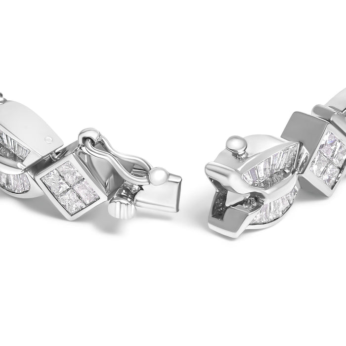 8 5/8 Ct. T.W. Princess and Baguette Diamond Geometric Twist Link Bracelet in 14K White Gold, photo 2