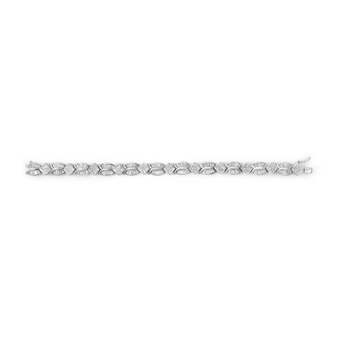 8 5/8 Ct. T.W. Princess and Baguette Diamond Geometric Twist Link Bracelet in 14K White Gold, photo 4