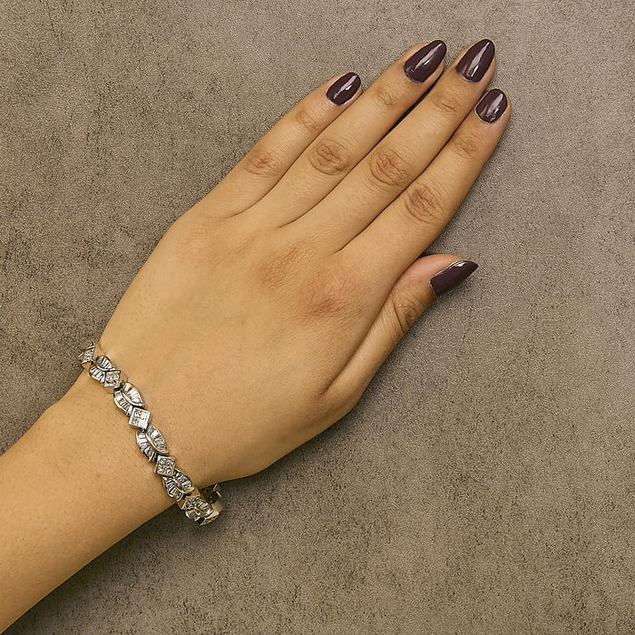 8 5/8 Ct. T.W. Princess and Baguette Diamond Geometric Twist Link Bracelet in 14K White Gold, photo 3