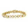 Pulsera de eslabones modernos con diamantes talla princesa y baguette de 7.50 ct. p.t. en oro amarillo de 14K, foto 1