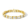 Pulsera de eslabones alternos de lazo y caja con diamantes de 9 ct. p.t. en oro amarillo de 14K, color G-H, claridad VS1-VS2, 7 pulg., foto 1