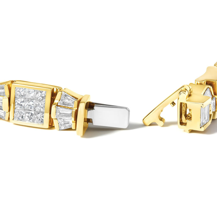 Pulsera de eslabones alternos de lazo y caja con diamantes de 9 ct. p.t. en oro amarillo de 14K, color G-H, claridad VS1-VS2, 7 pulg., foto 2