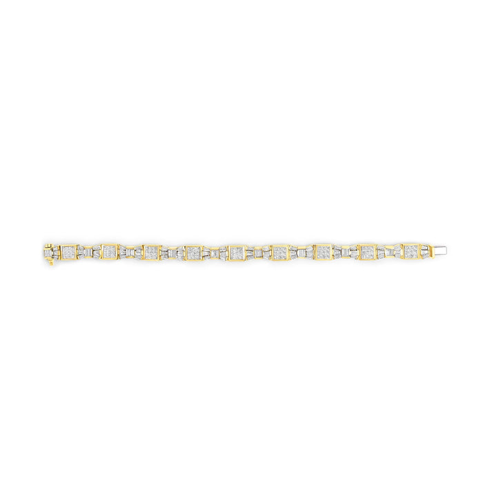 Pulsera de eslabones alternos de lazo y caja con diamantes de 9 ct. p.t. en oro amarillo de 14K, color G-H, claridad VS1-VS2, 7 pulg., foto 4