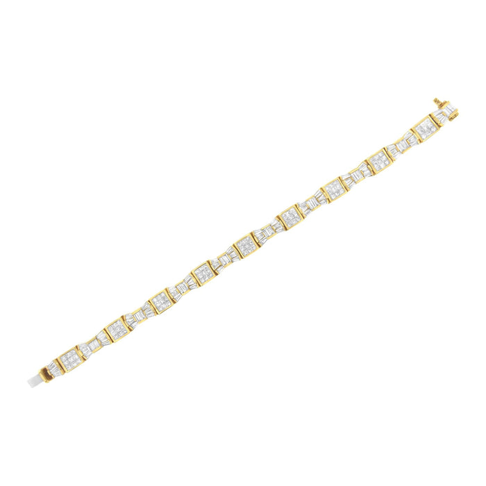 Pulsera de eslabones alternos de lazo y caja con diamantes de 9 ct. p.t. en oro amarillo de 14K, color G-H, claridad VS1-VS2, 7 pulg., foto 6