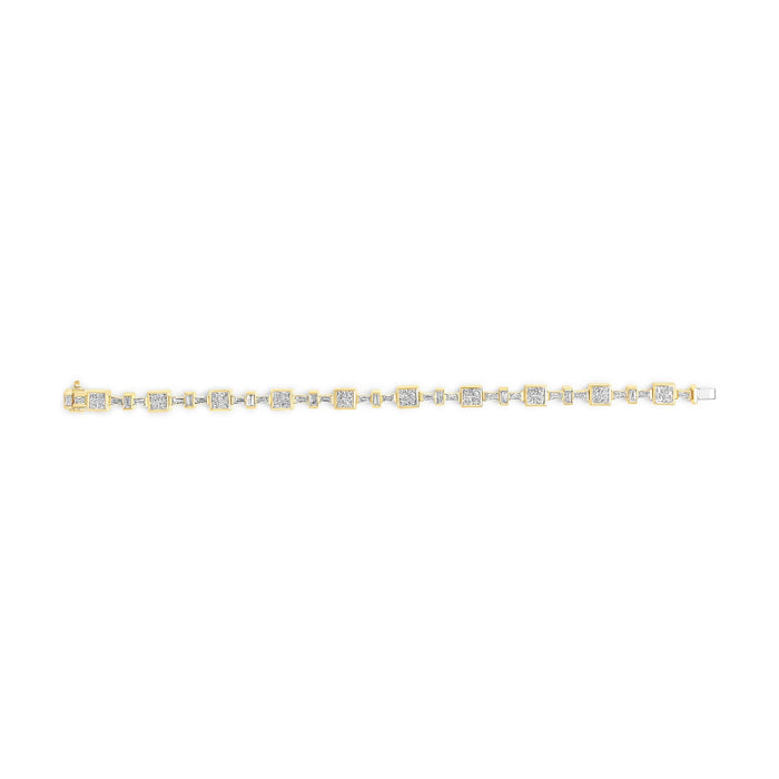 6 3/4 Ct. T.W. Princess and Baguette-Cut Diamond Tennis Bracelet in 14K Yellow Gold, photo 4