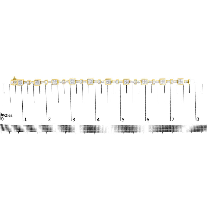 6 3/4 Ct. T.W. Princess and Baguette-Cut Diamond Tennis Bracelet in 14K Yellow Gold, photo 6