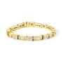 Pulsera de eslabones alternos de caja y onda con diamantes talla baguette de 7 ct. p.t. en oro amarillo de 14K, color G-H, claridad VS1-VS2, 7 pulg., foto 1