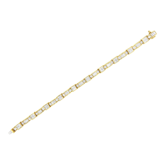 Pulsera de eslabones alternos de caja y onda con diamantes talla baguette de 7 ct. p.t. en oro amarillo de 14K, color G-H, claridad VS1-VS2, 7 pulg., foto 5