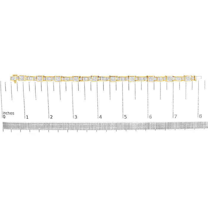 Pulsera de eslabones alternos de caja y onda con diamantes talla baguette de 7 ct. p.t. en oro amarillo de 14K, color G-H, claridad VS1-VS2, 7 pulg., foto 6