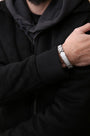 Pulsera tenis para hombre con diamantes princesa invisibles de 12 ct. p.t. en oro blanco de 14K, color G-H, claridad VS1-VS2, 8.5 pulg., foto 3