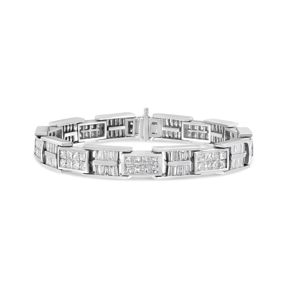 10 5/8 Ct. T.W. Diamond Panel Link Bracelet in 14K White Gold, photo 1