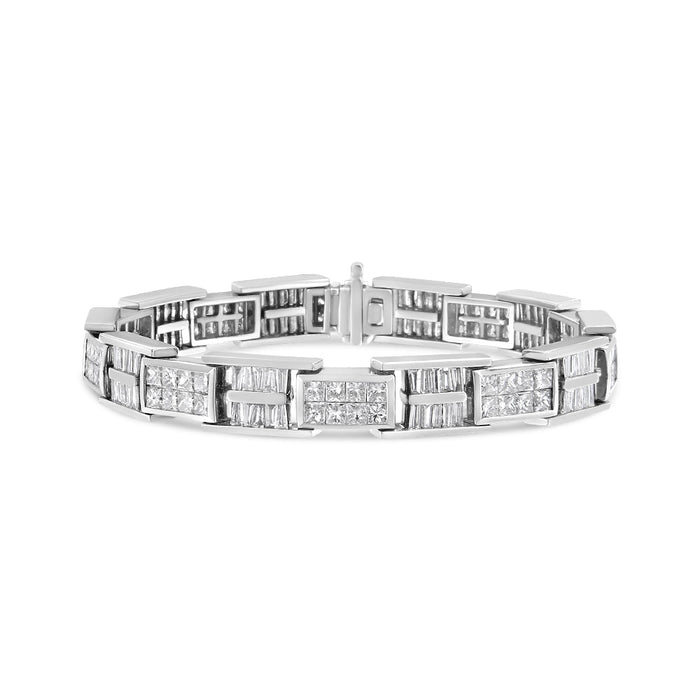 10 5/8 Ct. T.W. Diamond Panel Link Bracelet in 14K White Gold, photo 1