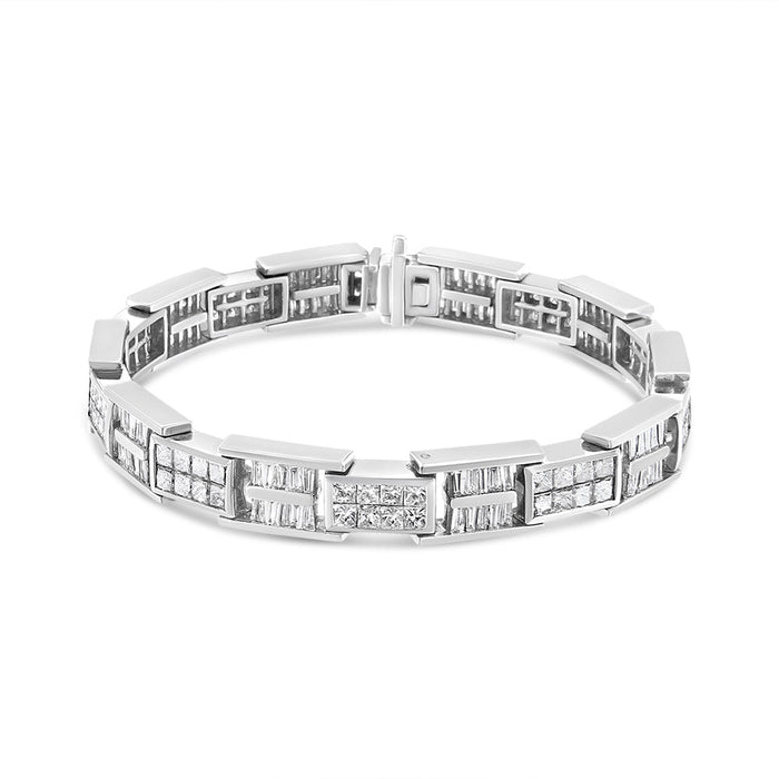 10 5/8 Ct. T.W. Diamond Panel Link Bracelet in 14K White Gold, photo 2