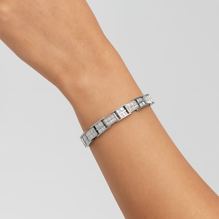10 5/8 Ct. T.W. Diamond Panel Link Bracelet in 14K White Gold, photo 3