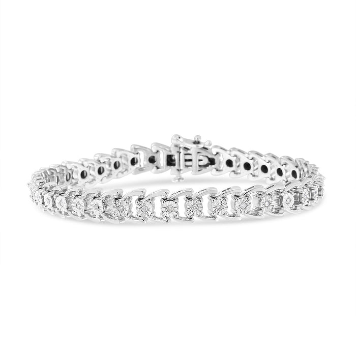 1/4 Ct. T.W. Miracle-Set Round Diamond Composite Open Linked Composite Line Bracelet in Sterling Silver, photo 1