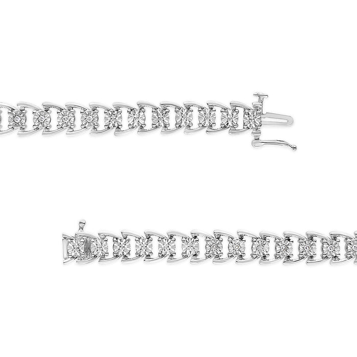 1/4 Ct. T.W. Miracle-Set Round Diamond Composite Open Linked Composite Line Bracelet in Sterling Silver, photo 5