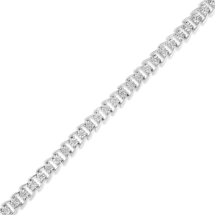 1/4 Ct. T.W. Miracle-Set Round Diamond Composite Open Linked Composite Line Bracelet in Sterling Silver, photo 4