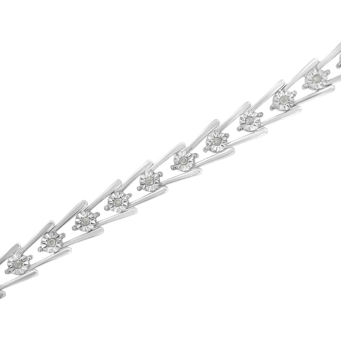 1/4 Ct. T.W. Miracle-Set Diamond Sleek and Open VBracelet in Sterling Silver, photo 5