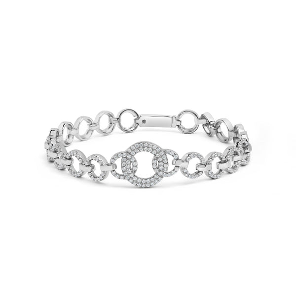 1 Ct. T.W. Diamond Interlinking Open Circle Link Bracelet in Sterling Silver, photo 1