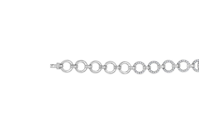 1 Ct. T.W. Diamond Interlinking Open Circle Link Bracelet in Sterling Silver, photo 6