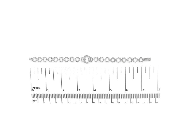 1 Ct. T.W. Diamond Interlinking Open Circle Link Bracelet in Sterling Silver, photo 7