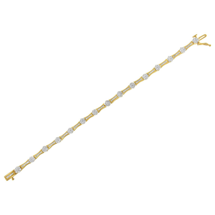 Pulsera de eslabones con diamantes redondos y talla baguette de 2 ct. p.t. en oro amarillo y blanco de 10K, foto 6