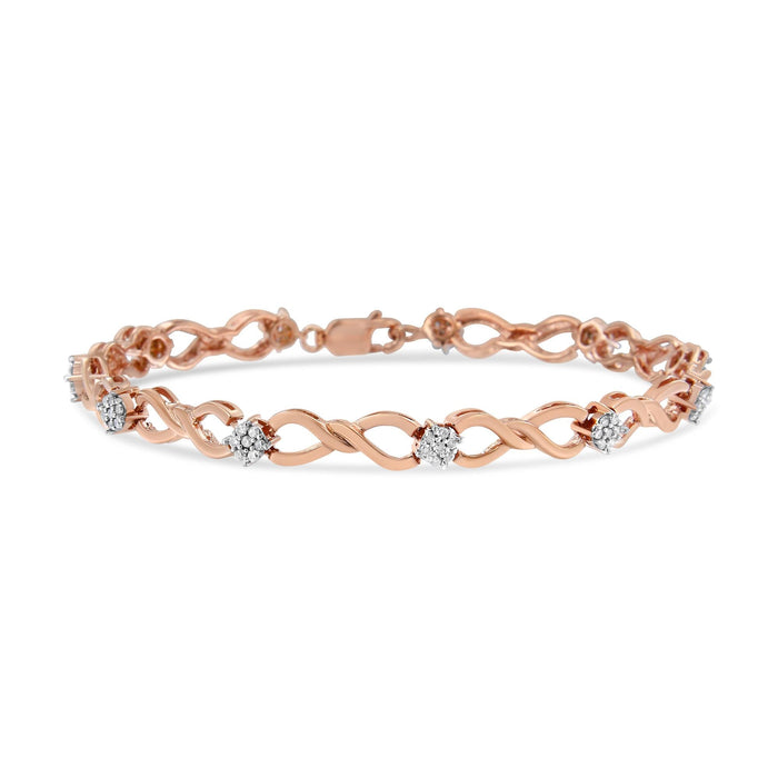 1/2 Ct. T.W. Diamond Infinity Link Tennis Bracelet in 10K Rose Gold-Plated Sterling Silver, photo 1