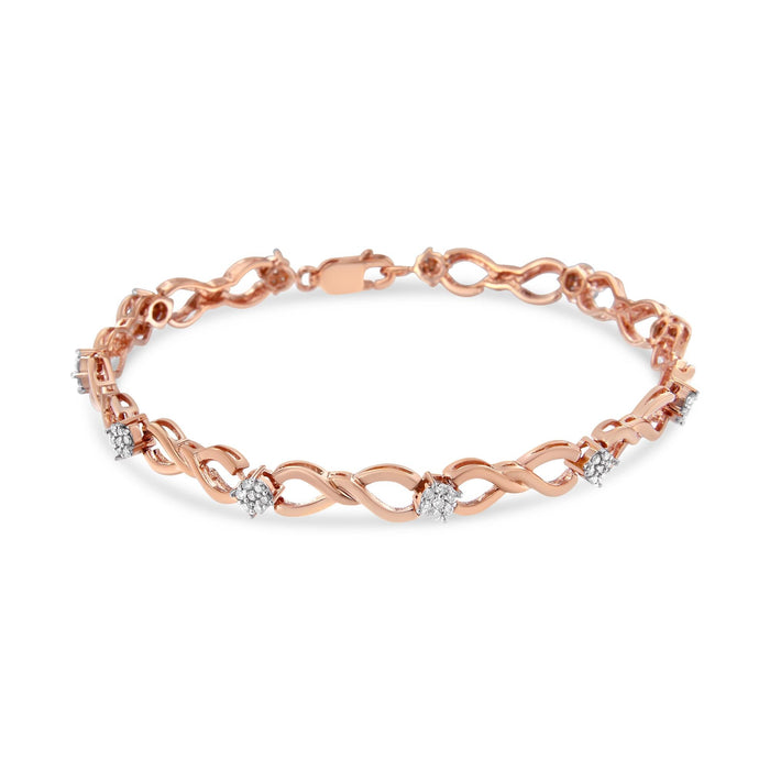 1/2 Ct. T.W. Diamond Cluster and Infinity Weave Link Bracelet in 10K Rose Gold, photo 2