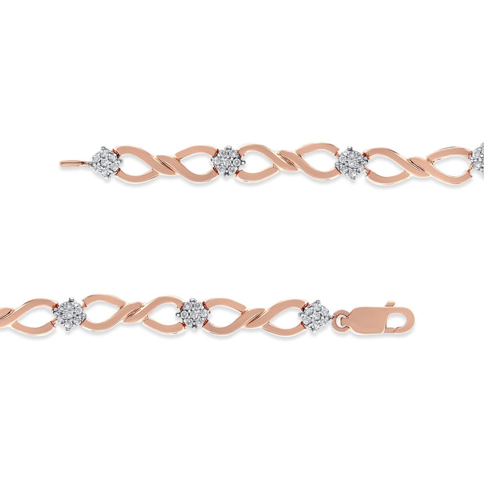 1/2 Ct. T.W. Diamond Infinity Link Tennis Bracelet in 10K Rose Gold-Plated Sterling Silver, photo 5
