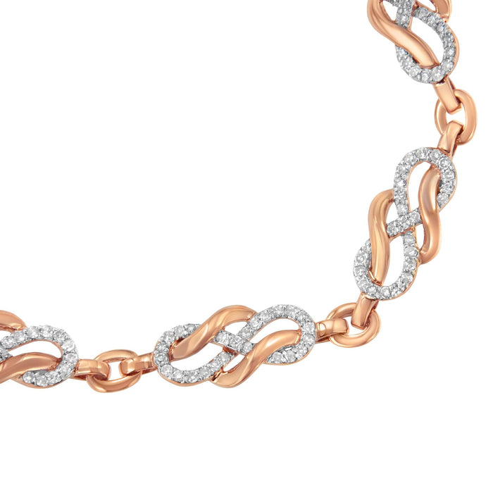 1 Ct. T.W. Diamond Infinity Loop and Swirl Link Bracelet in 10K Rose Gold, photo 2