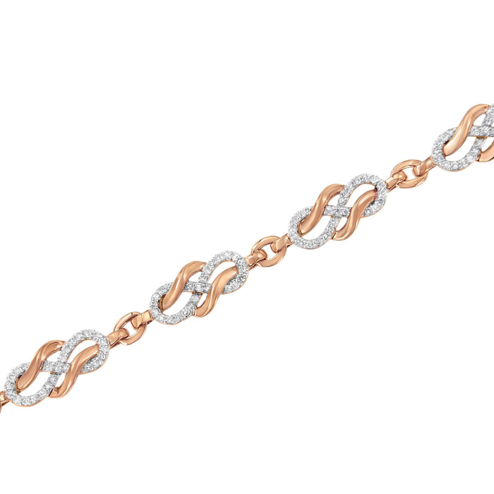 1 Ct. T.W. Diamond Infinity Loop and Swirl Link Bracelet in 10K Rose Gold, photo 4