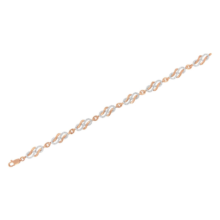 1 Ct. T.W. Diamond Infinity Loop and Swirl Link Bracelet in 10K Rose Gold, photo 5