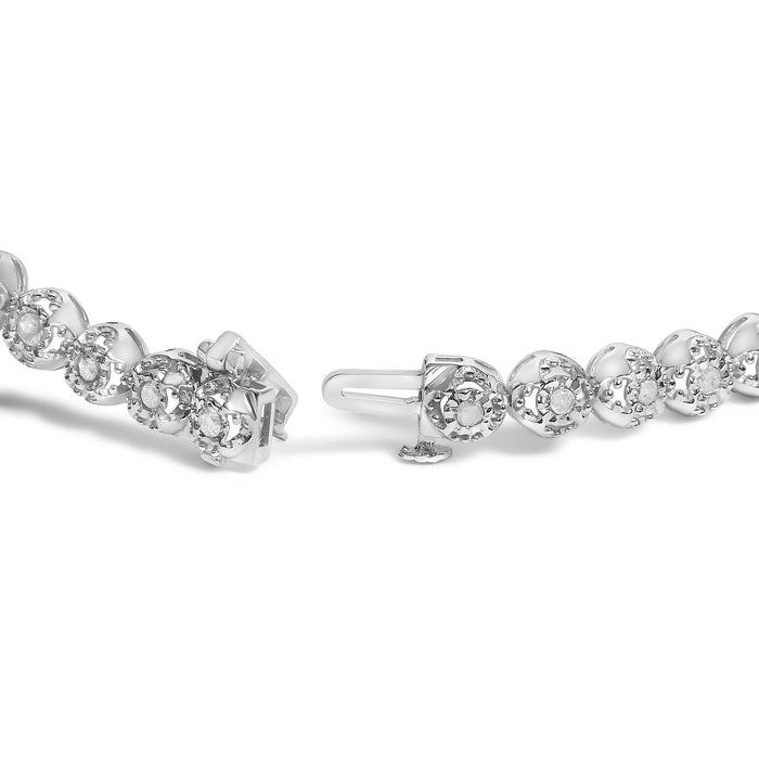 1 Ct. T.W. Diamond Miracle-Plate Open Quatrefoil Flower Circle-Link Tennis Bracelet in Sterling Silver, photo 2