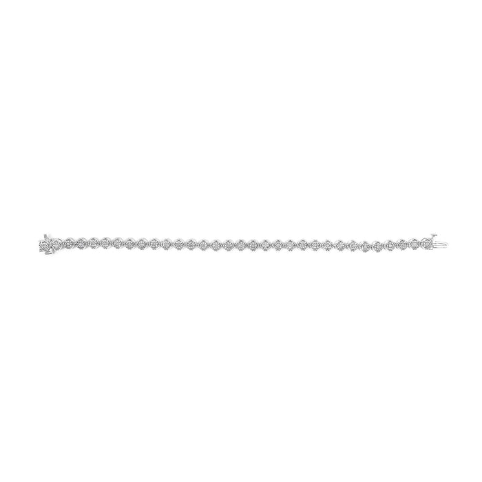 1 Ct. T.W. Diamond Miracle-Plate Open Quatrefoil Flower Circle-Link Tennis Bracelet in Sterling Silver, photo 4