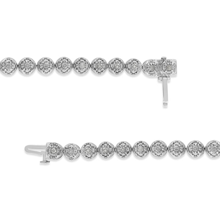 1 Ct. T.W. Diamond Miracle-Plate Open Quatrefoil Flower Circle-Link Tennis Bracelet in Sterling Silver, photo 5