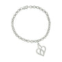 Pulsera con dije de corazón calado y cadena de infinito vertical al centro en plata de ley, foto 1