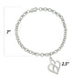 Pulsera con dije de corazón calado y cadena de infinito vertical al centro en plata de ley, foto 5