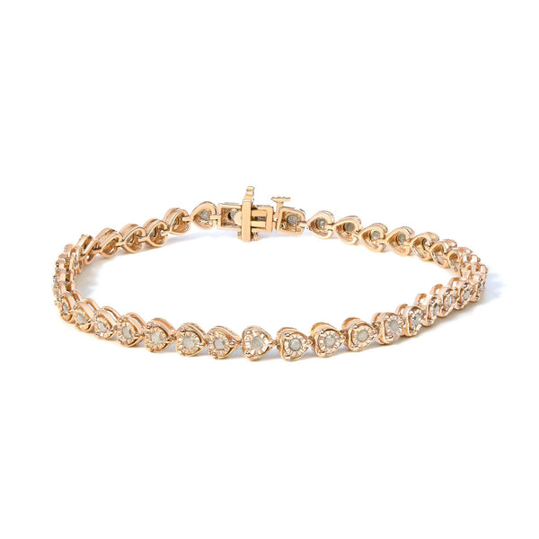 Pulsera tenis de eslabones de corazón Miracle-Set con diamantes de 1 ct. p.t. en plata de ley, foto 1
